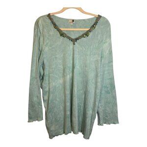 One World Sweatshirt Women's Size 2X Long‎ Sleeve Office Blue